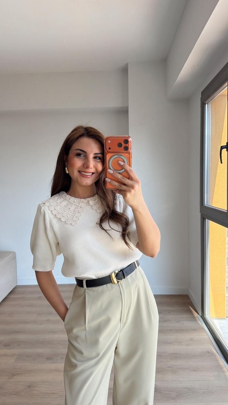 Bebe Yakalı Kısa Kol Kazak