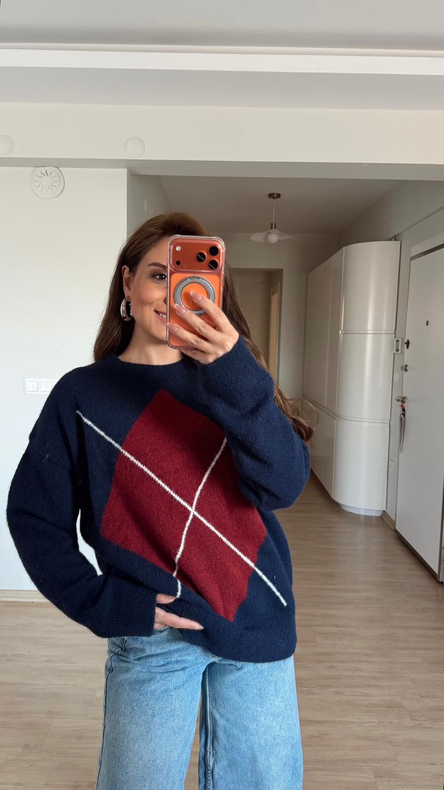 Desenli Kazak Lacivert