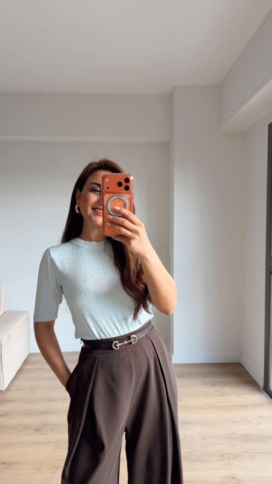 Puantiyeli Bebe Mavi Triko