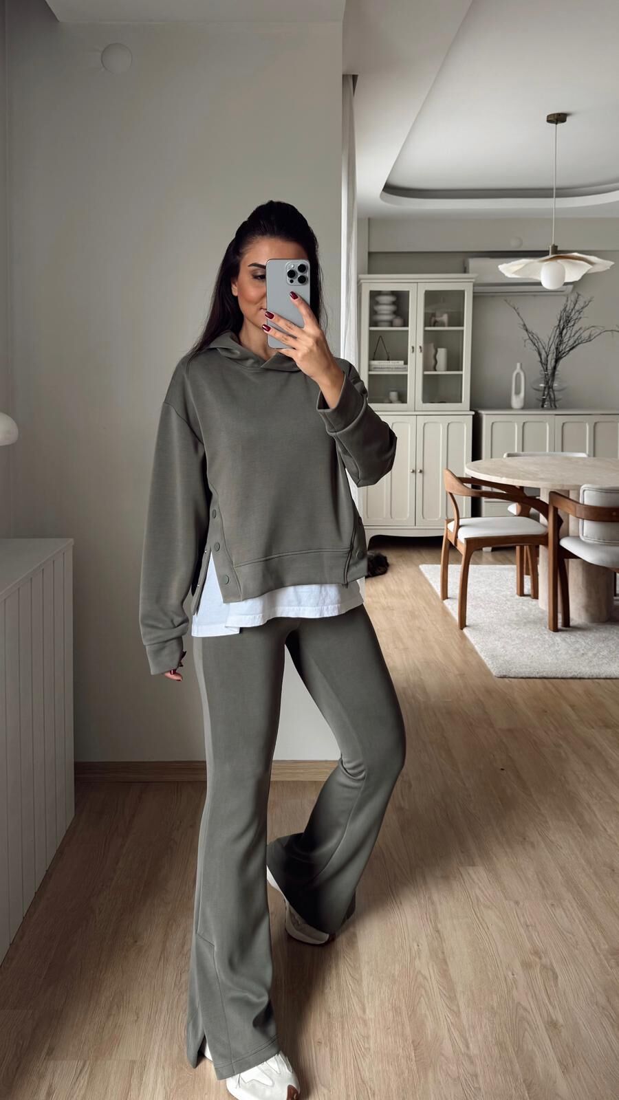 Çıtçıtlı Modal Takım Haki