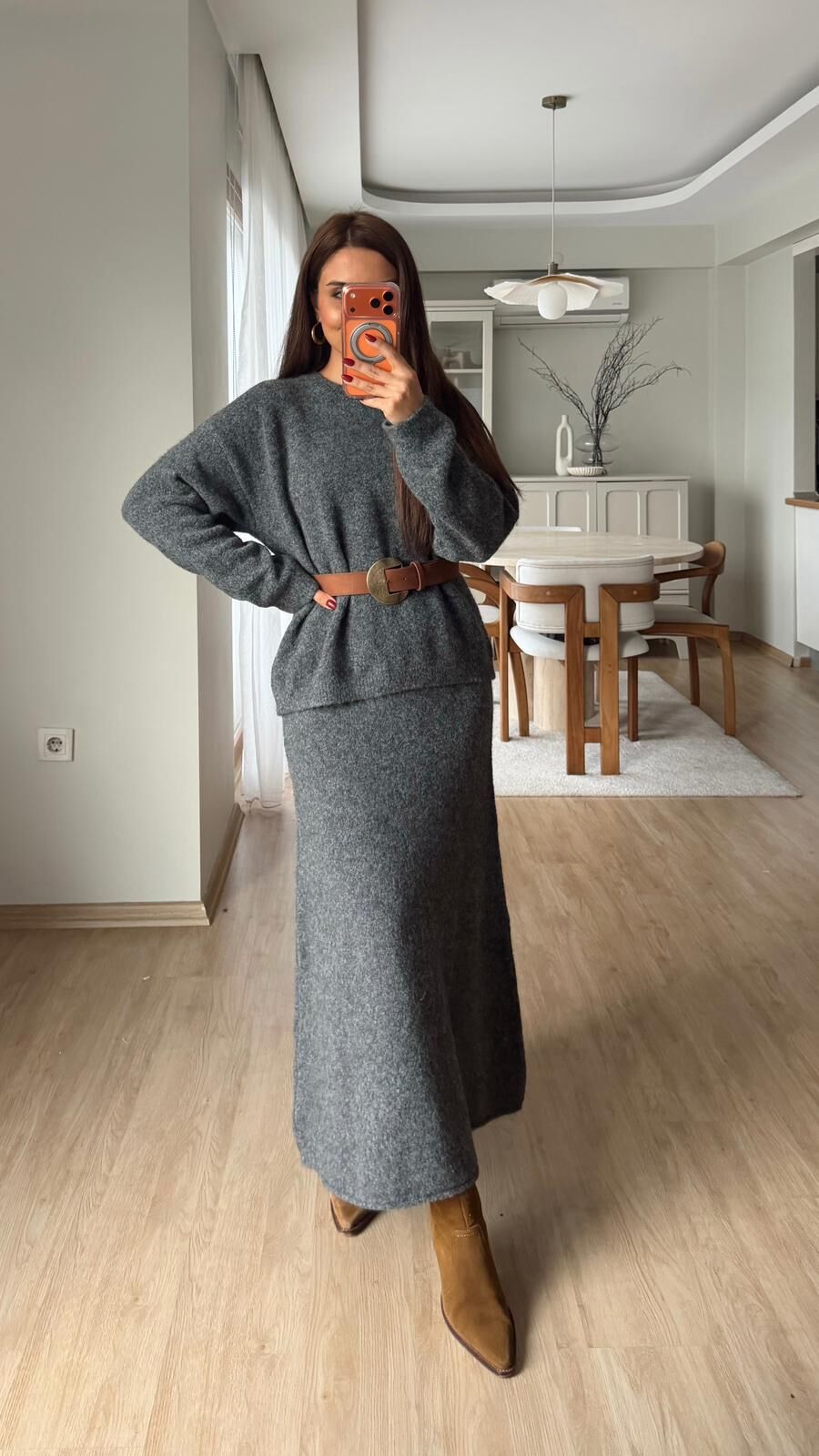 Uzun Etekli Kazak Takım Antrasit