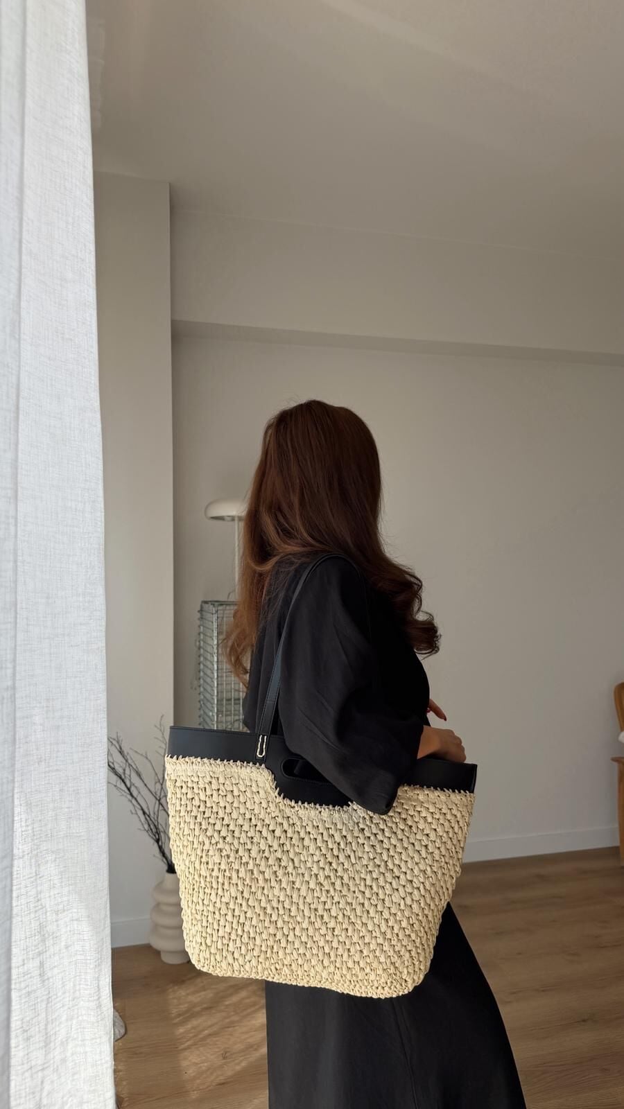 Elya Siyah Hasır Çanta