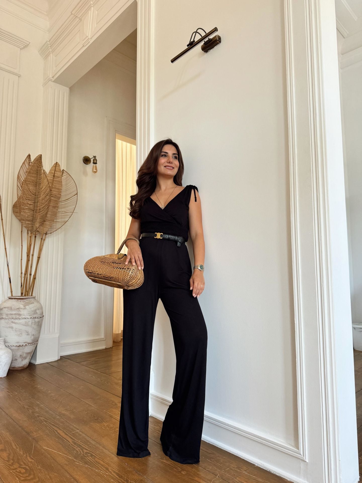 Siyah Lastikli Penye Tulum