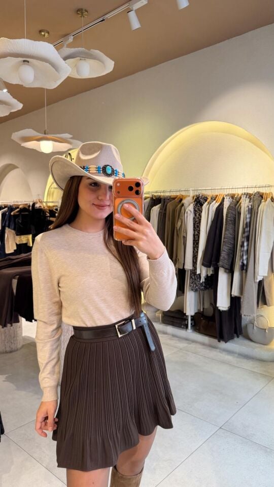 Taşlı Kovboy Şapka Taş