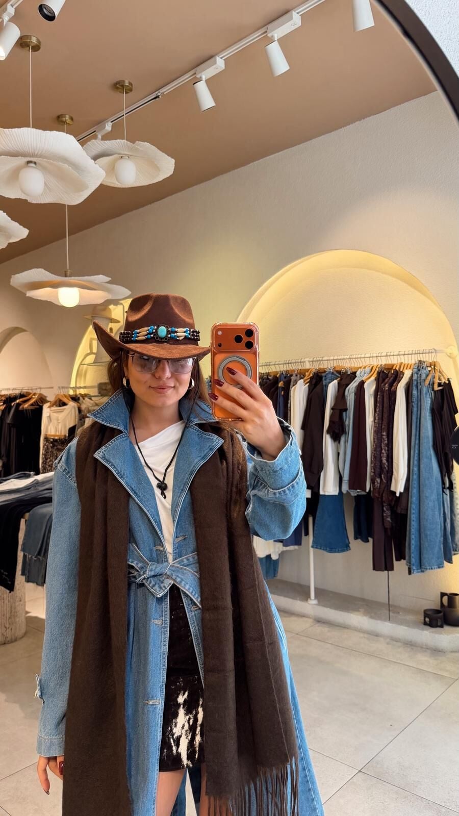 Taşlı Kovboy Şapka Kahve