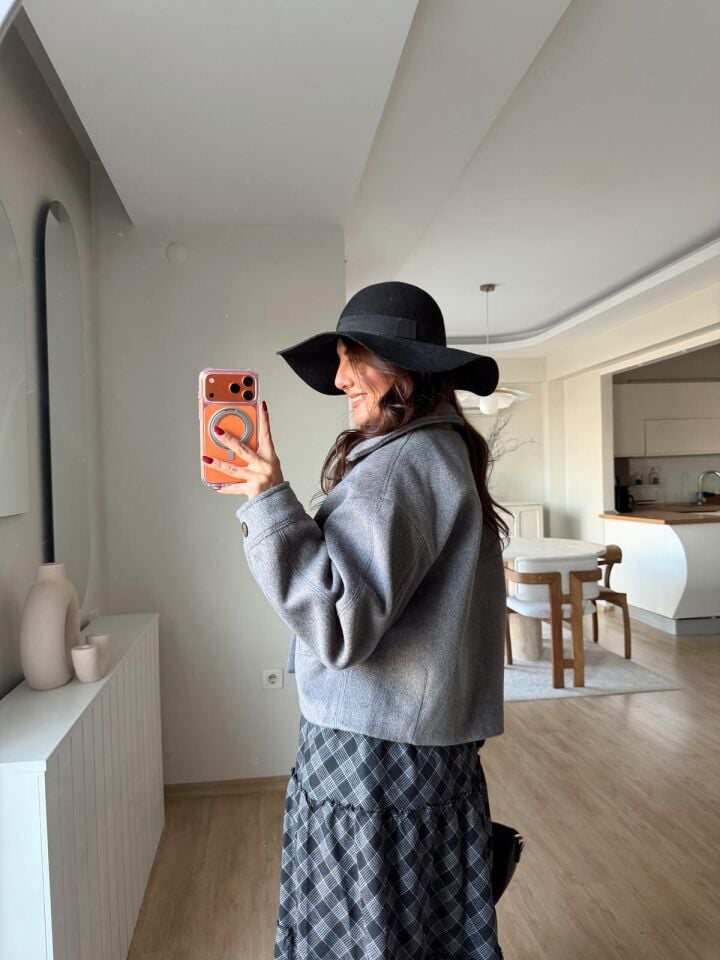 Fermuarlı Kaşe Ceket Antrasit