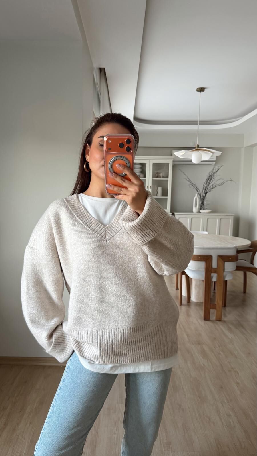 V Yaka Triko Kazak Taş