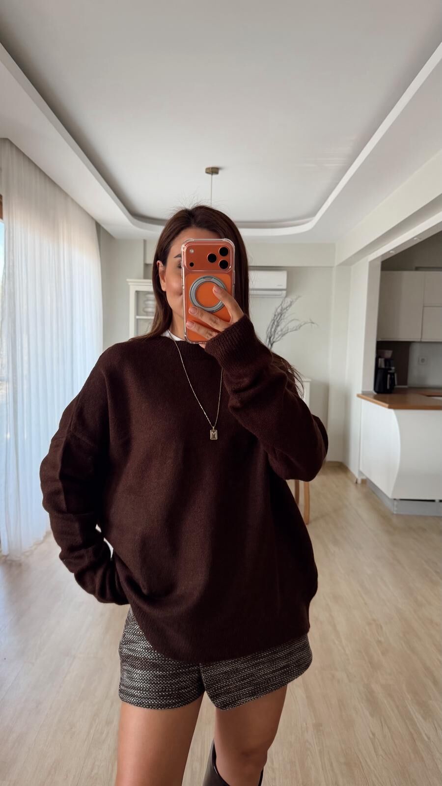 Salaş Triko Kazak Kahve