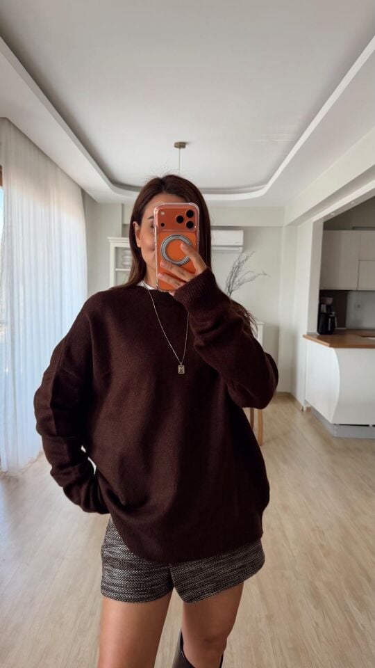 Salaş Triko Kazak Kahve