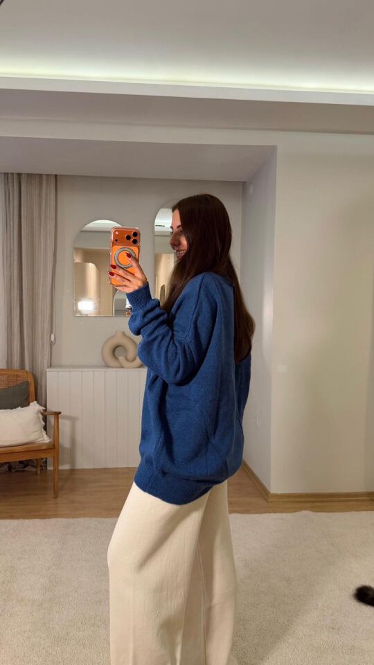 Salaş Triko Kazak Saks