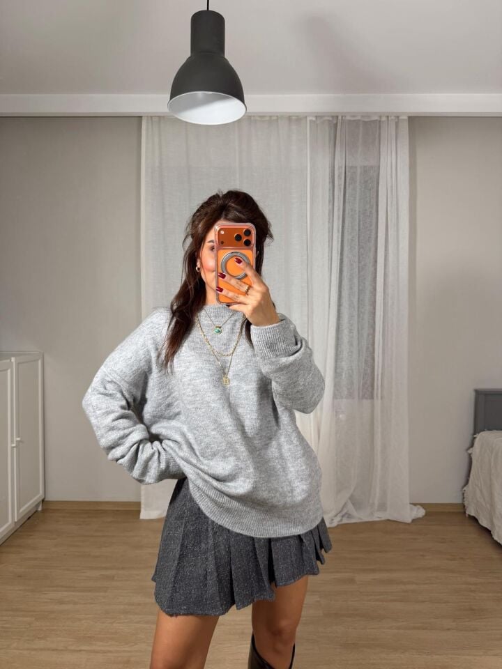 Salaş Triko Kazak Gri