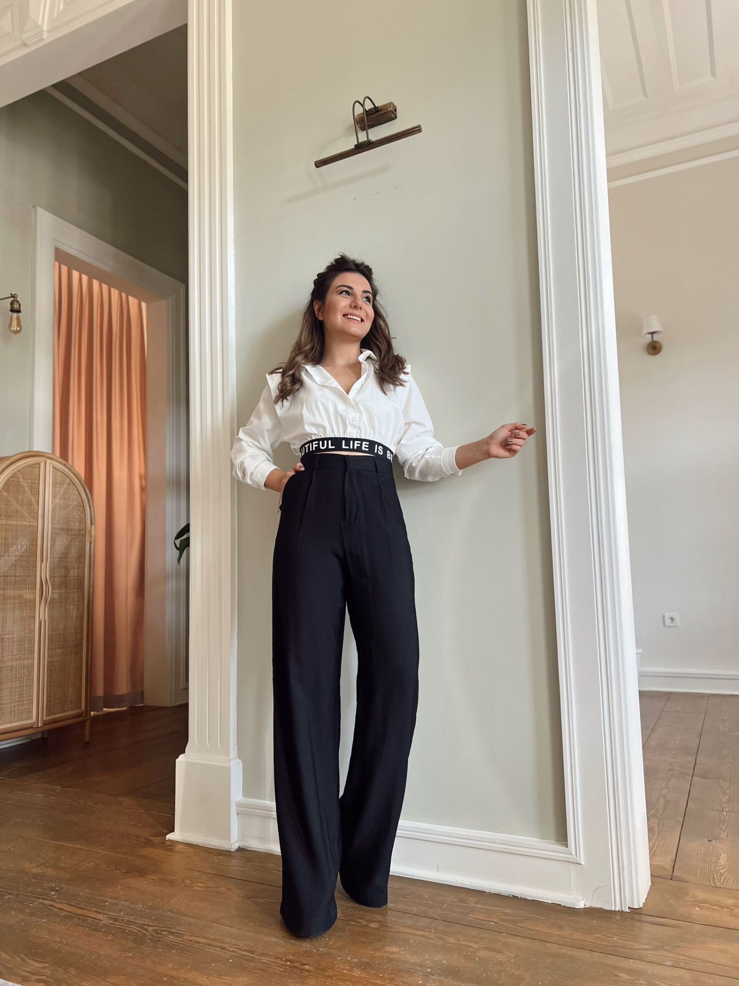 Siyah Yüksek Bel Palazzo