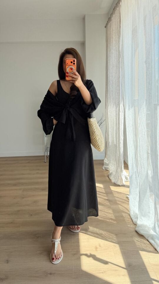 Bolerolu Elbise Siyah