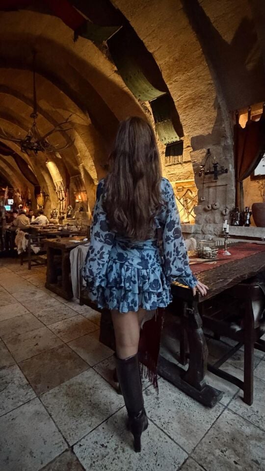 Katlı Çiçekli Mini Etek