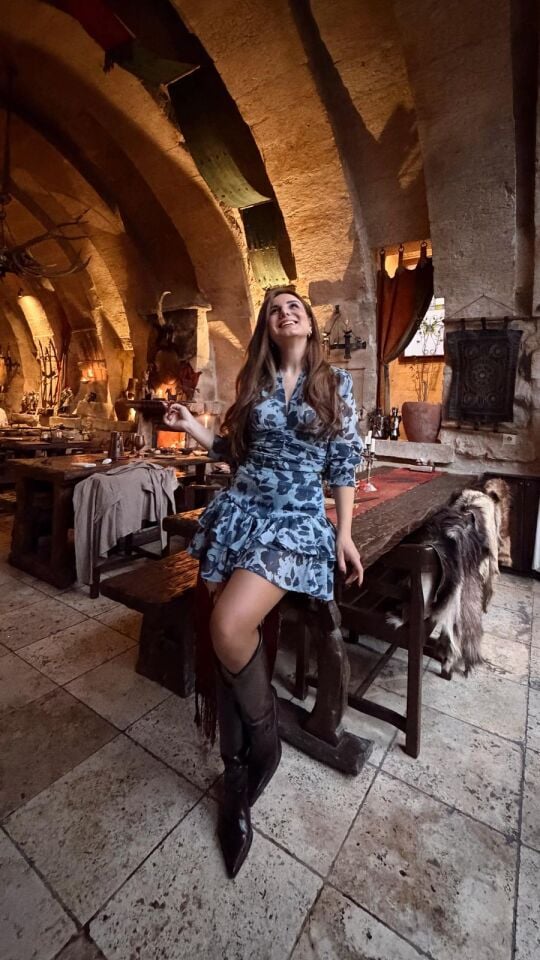 Katlı Çiçekli Mini Etek