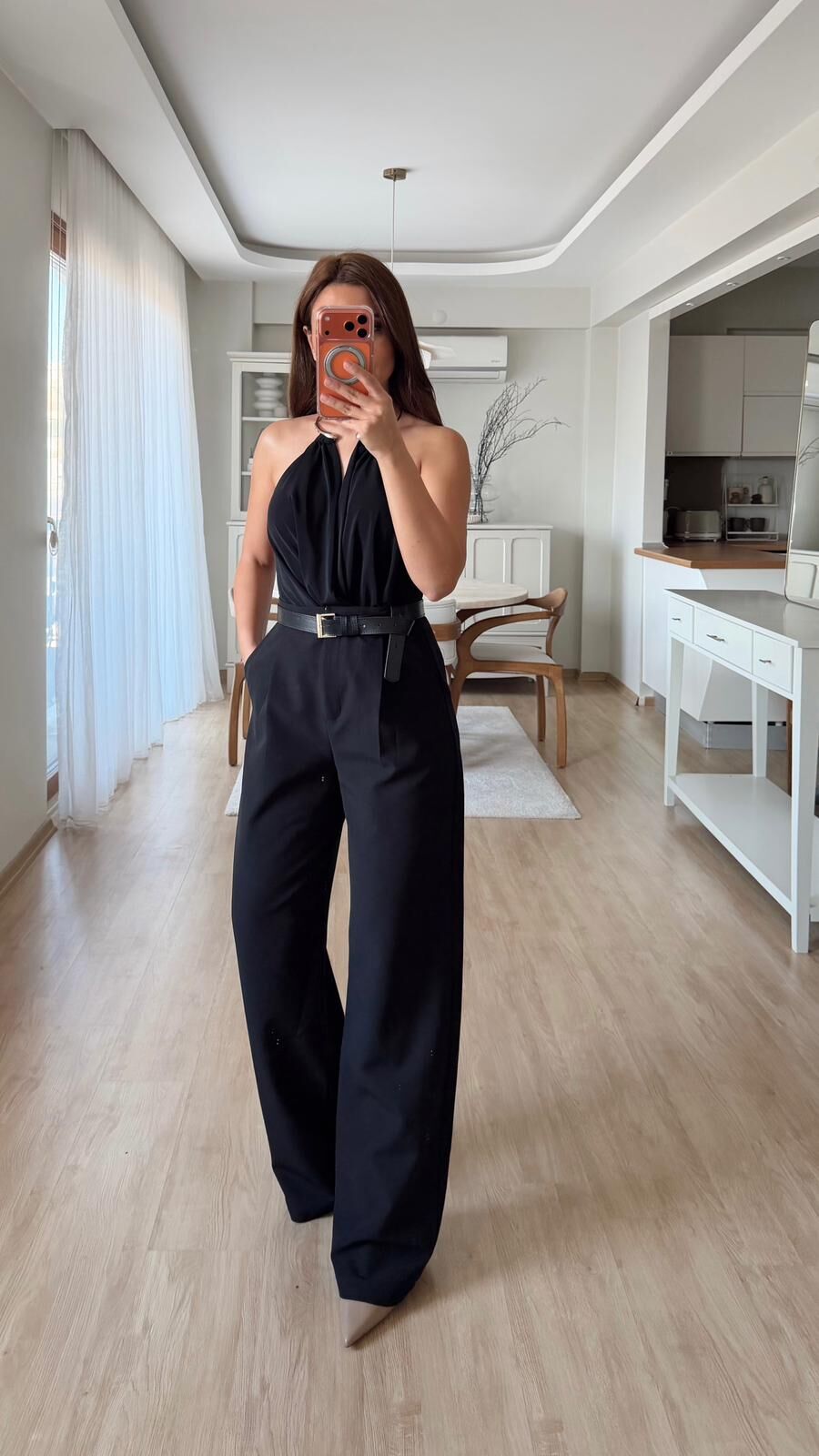 Pileli Palazzo Pantolon Siyah