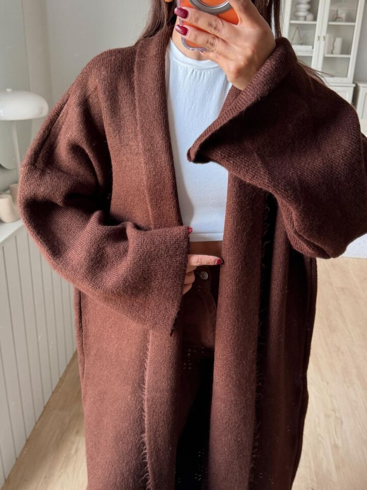 Salaş Triko Hırka Kahve