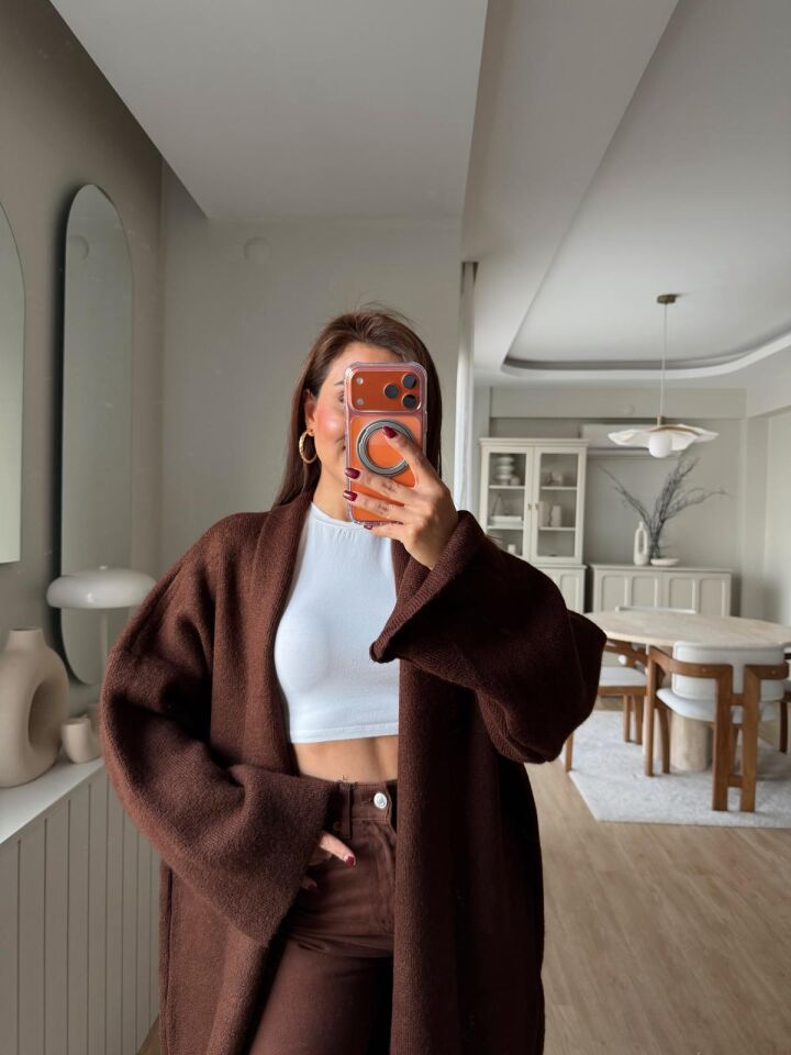 Salaş Triko Hırka Kahve