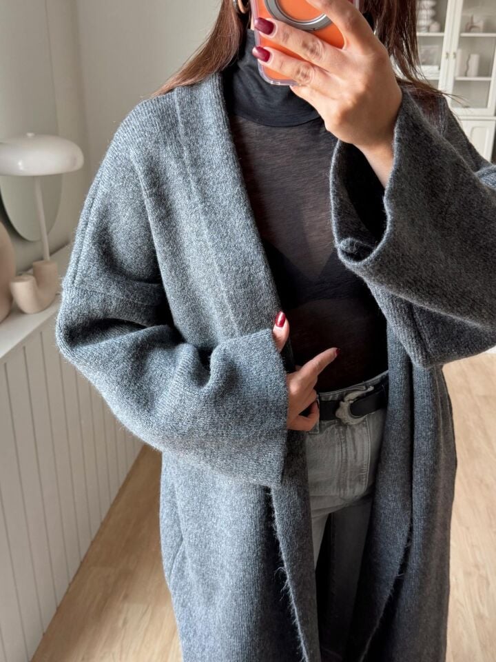 Salaş Triko Hırka Antrasit