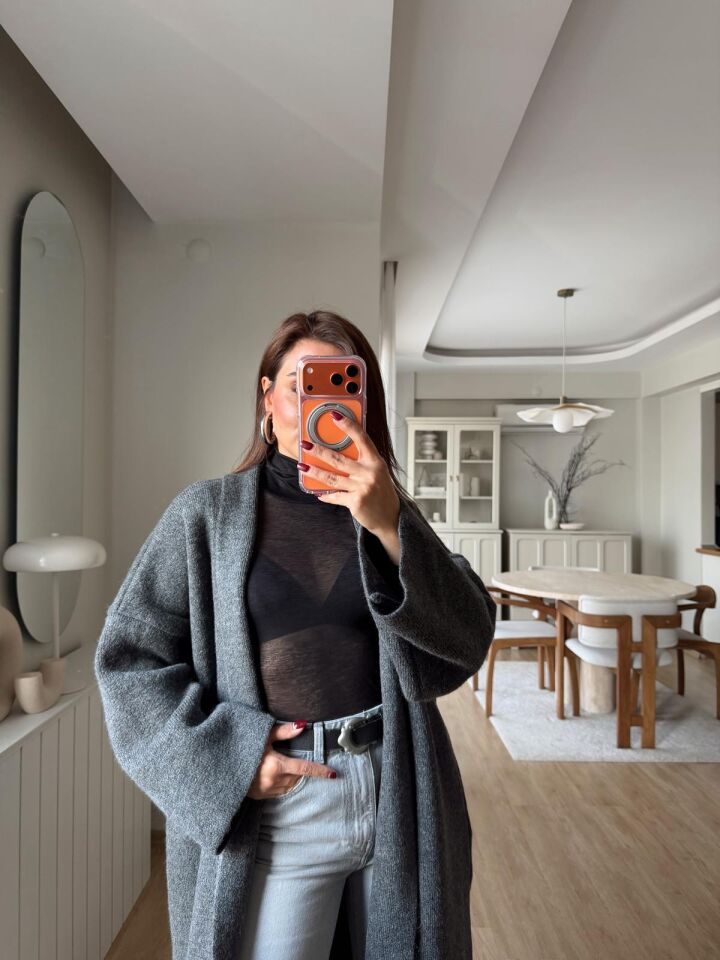 Salaş Triko Hırka Antrasit