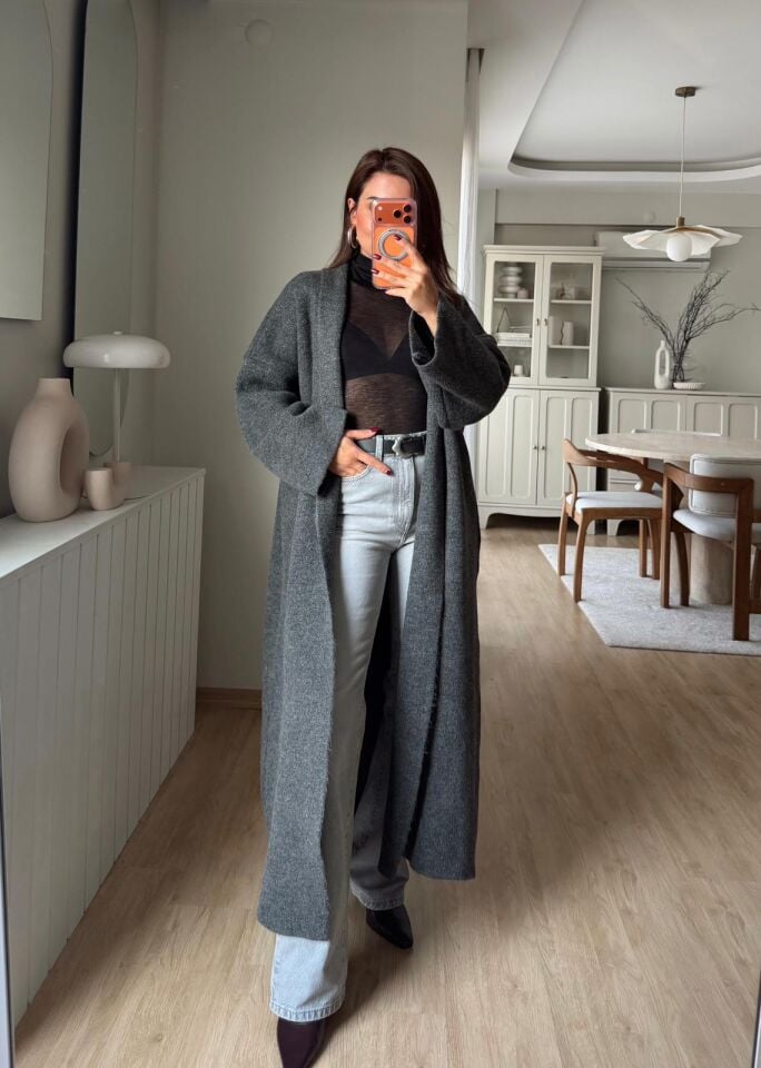 Salaş Triko Hırka Antrasit