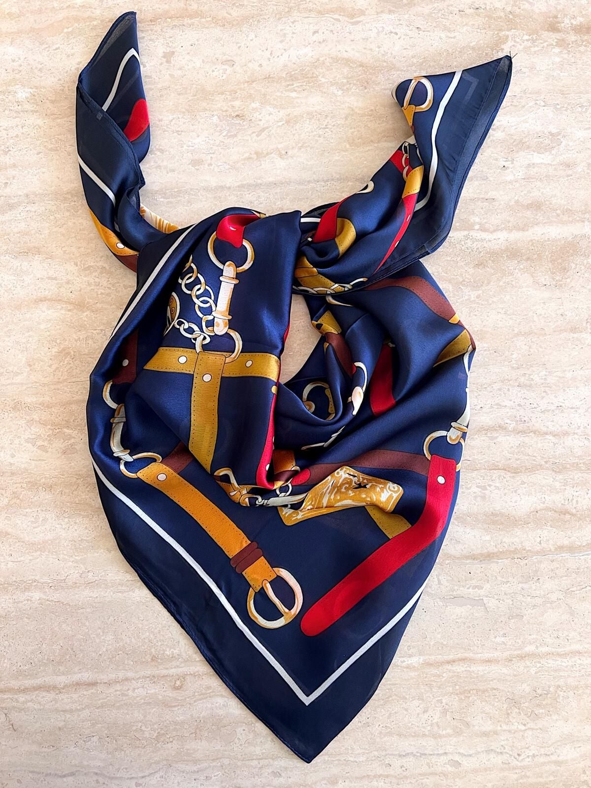 Kemer Desen Lacivert Fular