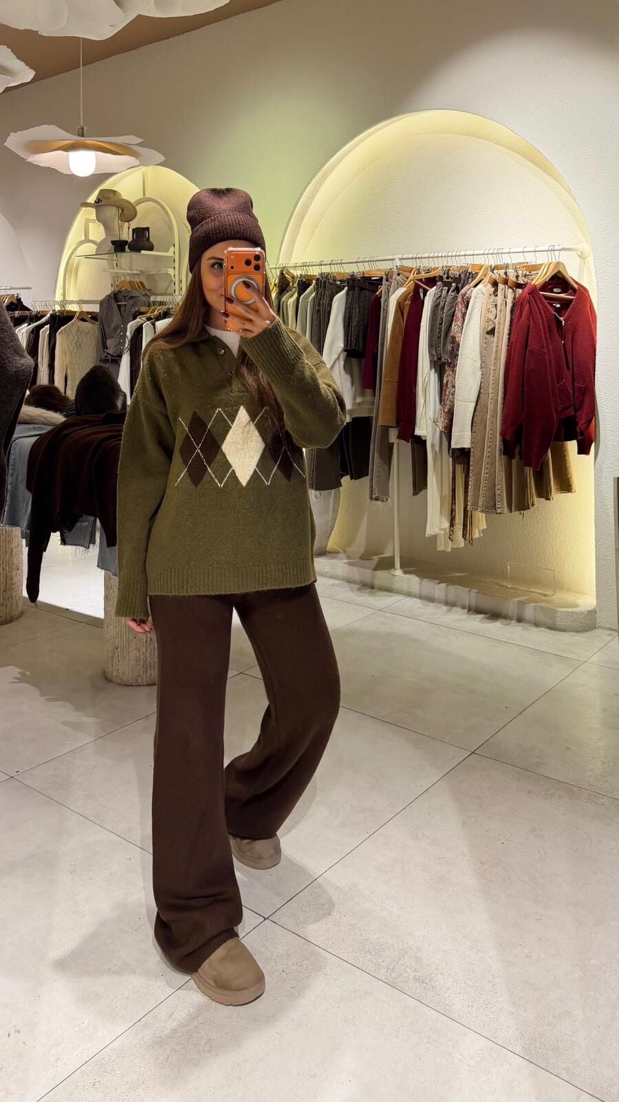 Çelik Triko Pantolon Kahve