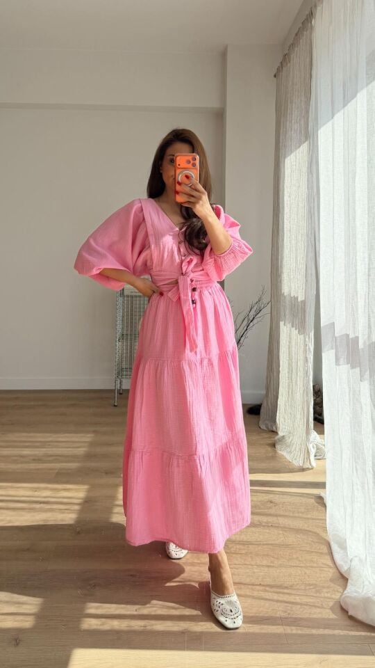 Müslin Etek Takım Pembe