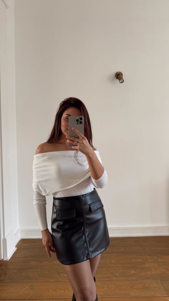 Süs Cep Deri Etek Siyah