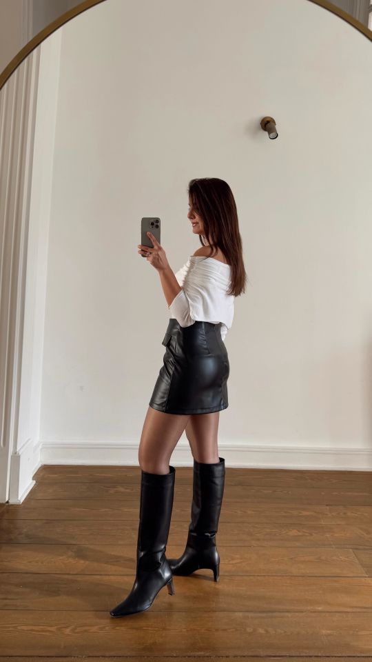 Süs Cep Deri Etek Siyah