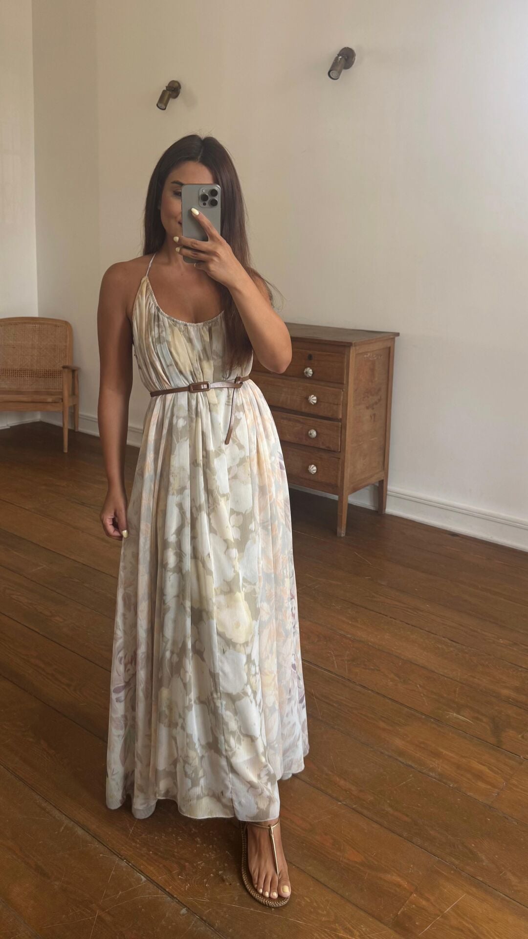 Soft Sarı Desenli Elbise