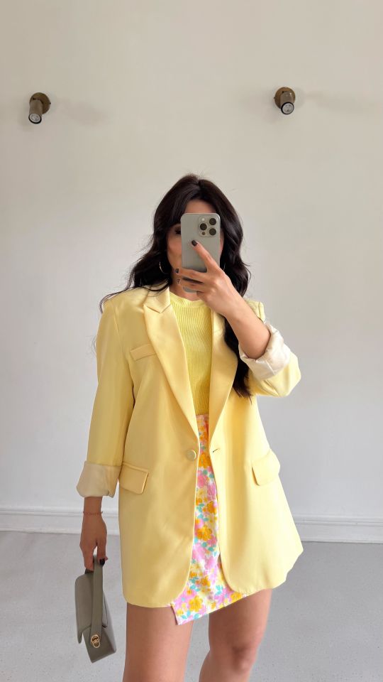Erkek Yaka Blazer Sarı