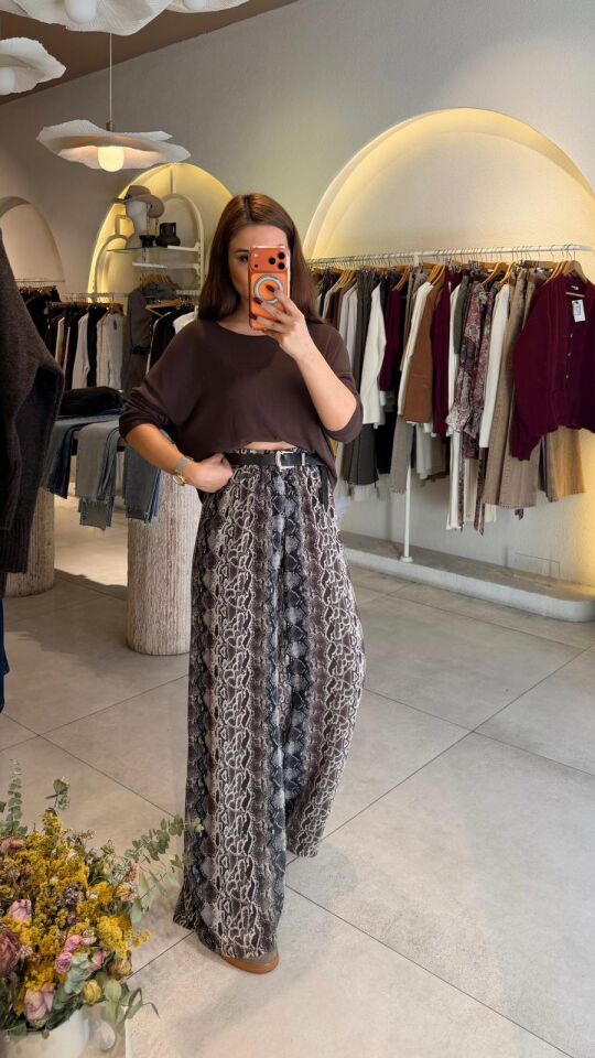 Şifon Leopar Pantolon