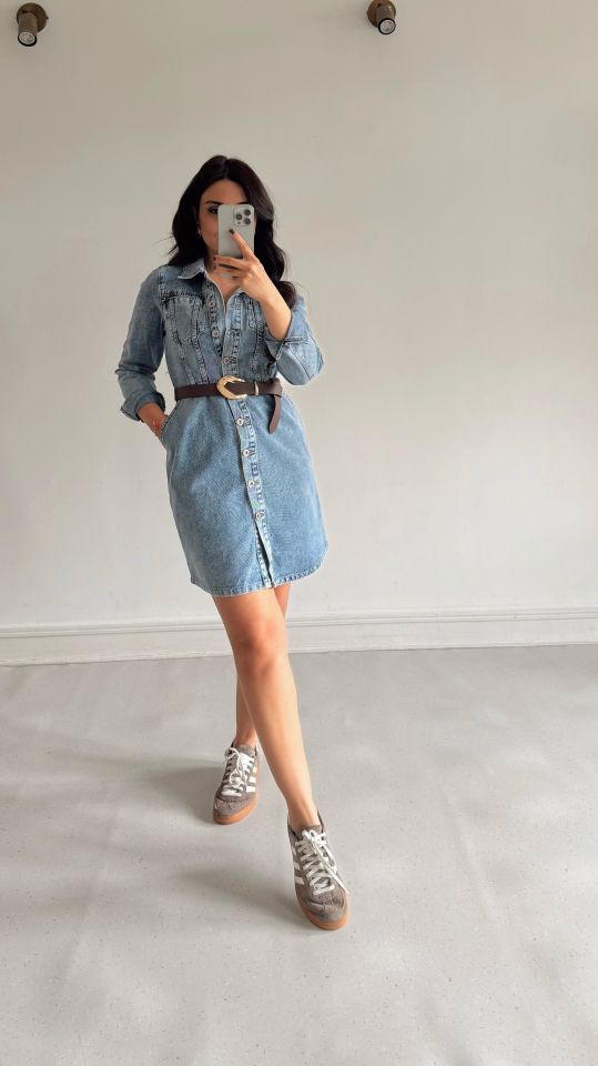 Denim Kar Yıkama Elbise
