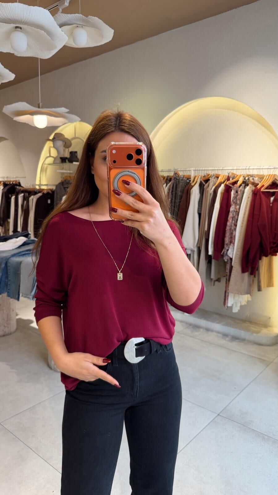 Bisiklet Yaka İnce Bluz Bordo