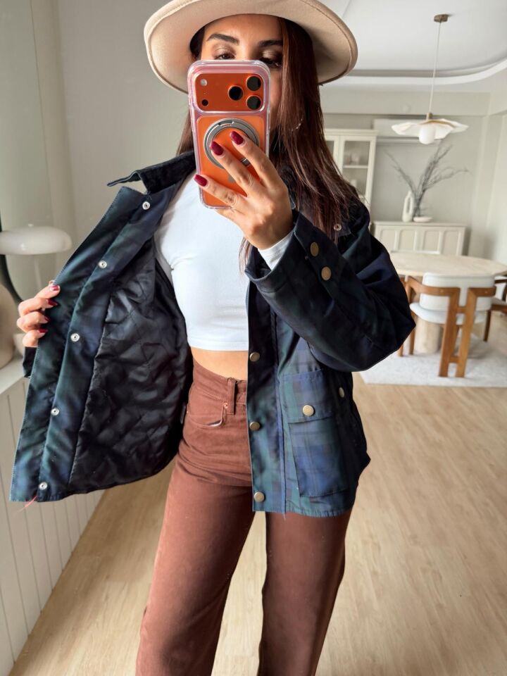 Laci Yeşil Ekoseli Ceket