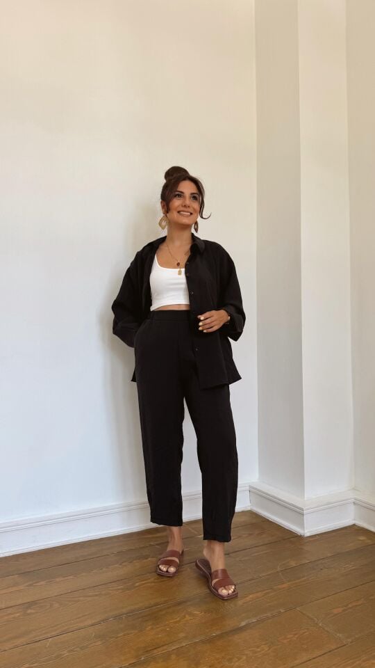 Salaş Tencel Takım Siyah