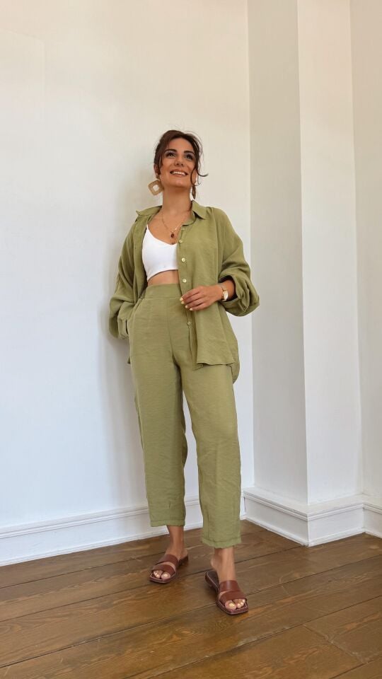 Salaş Tencel Takım Yağ Yeşil