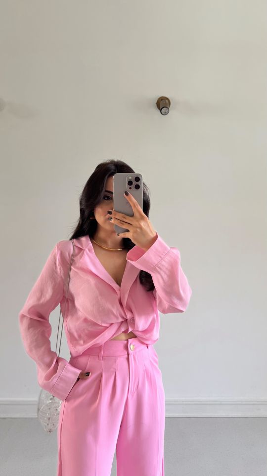 Ceket Yaka Gömlek Pembe