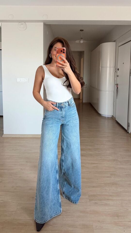 Taşlamalı Extra Wide Leg