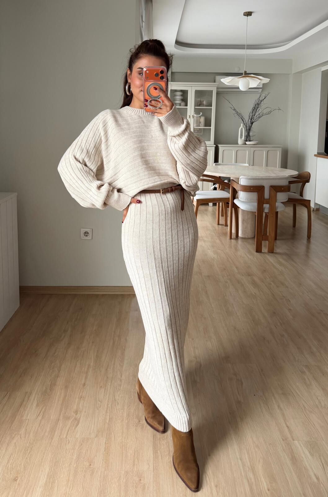 Croplu Elbise Takım Taş