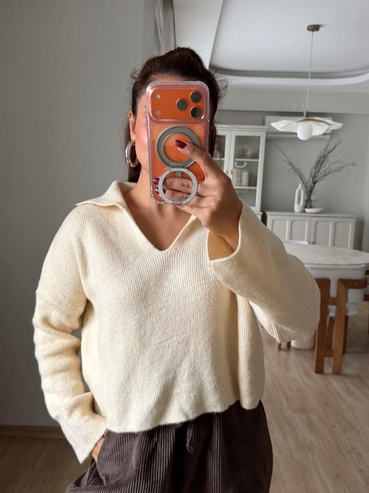 Polo Yaka Kazak Krem