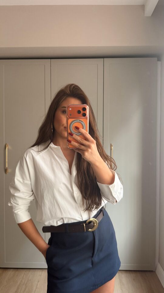 Ekru Basic Poplin Gömlek