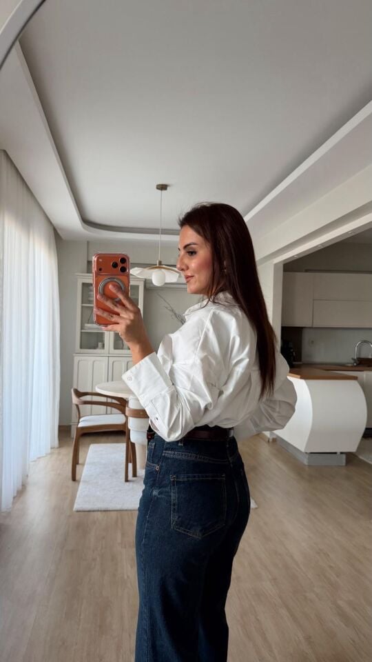 Ekru Basic Poplin Gömlek