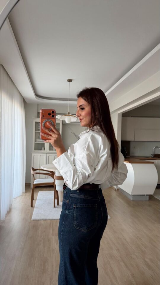 Ekru Basic Poplin Gömlek