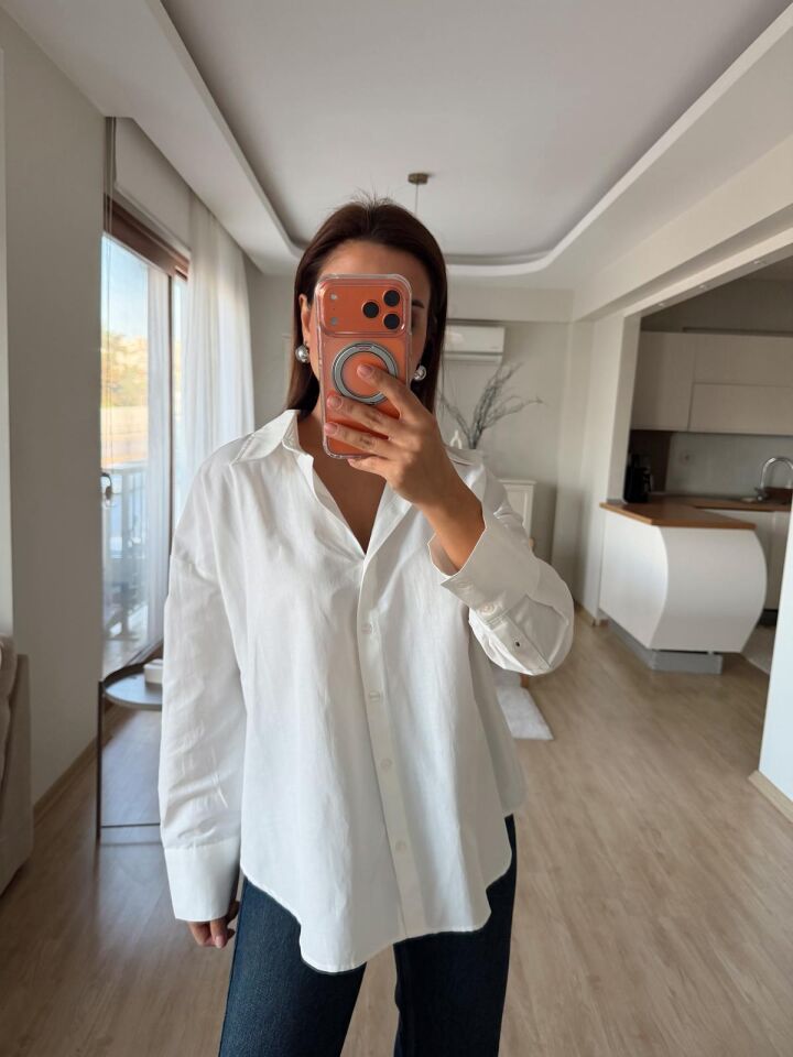 Ekru Basic Poplin Gömlek