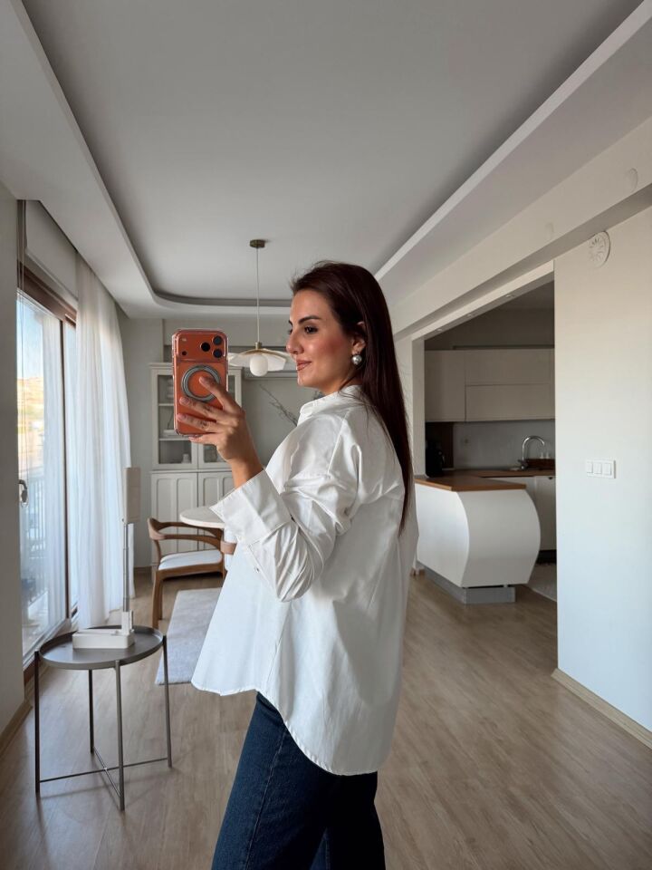 Ekru Basic Poplin Gömlek