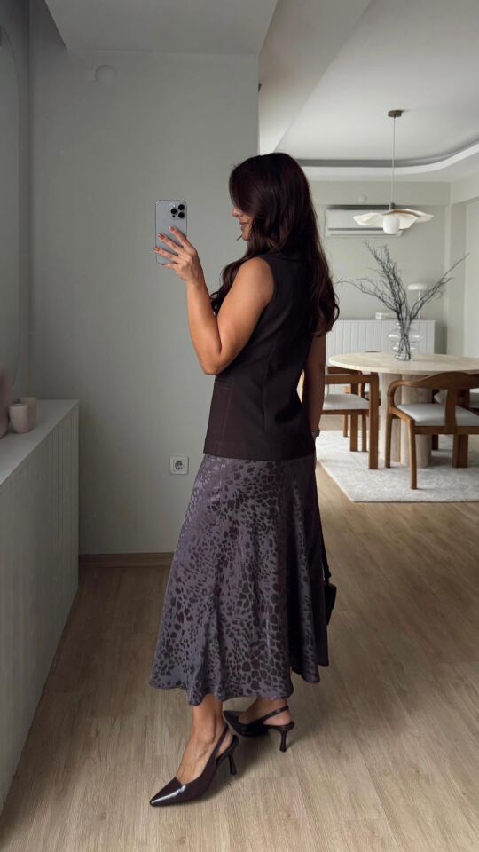 Crocodile Saten Etek Kahve