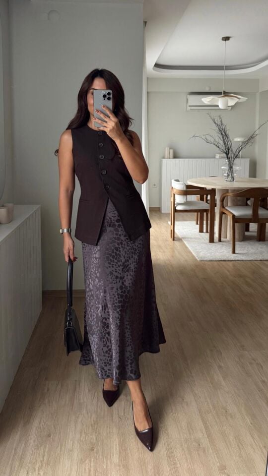 Crocodile Saten Etek Kahve