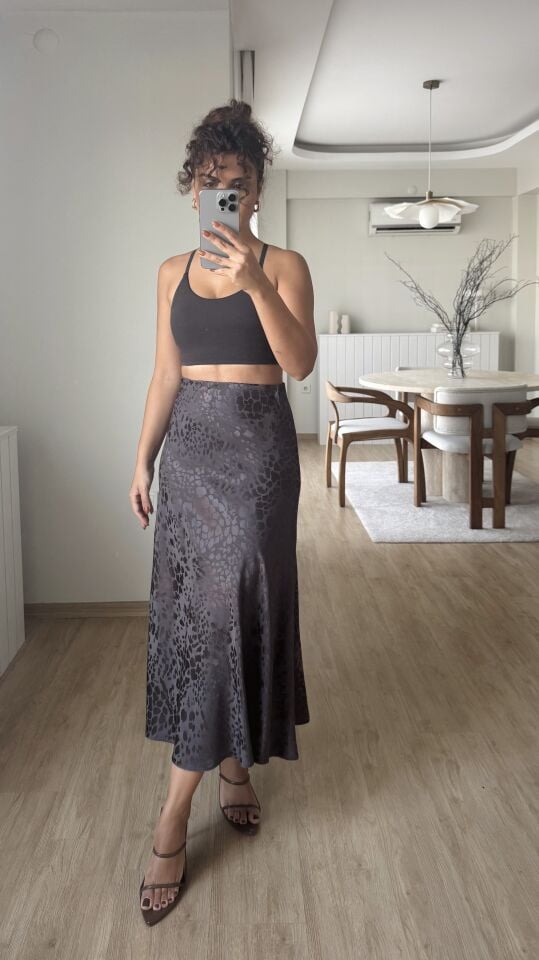 Crocodile Saten Etek Kahve